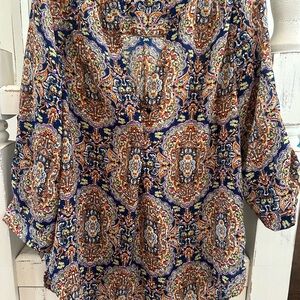 Antilia Femme Blue and Orange Paisley Blouse